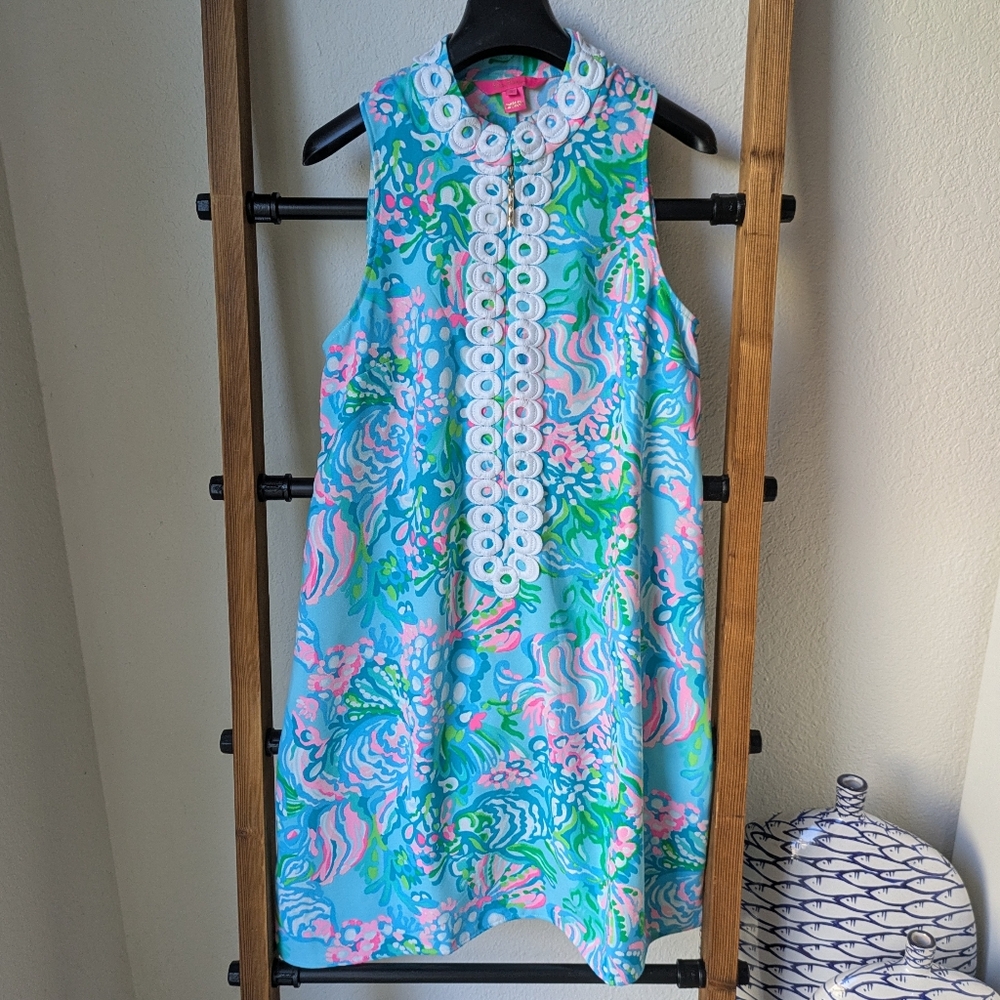 Lilly Pulitzer Women's Blue Floral Print Mini Dress - Size 2